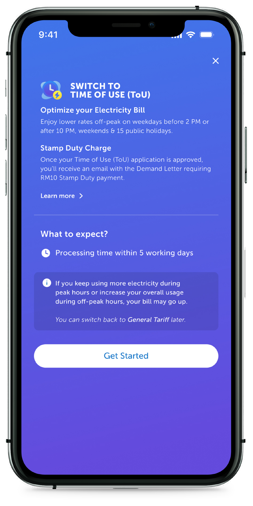 Tap on Get Started button